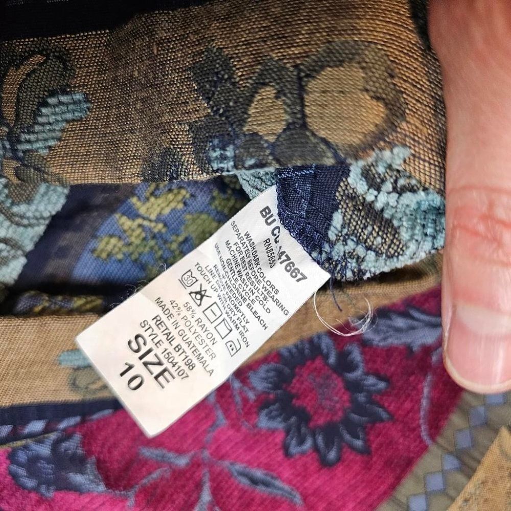Tapestry Jacket Jacquard Floral Red Blue Tan Multicolor Textured Boxy - Picture 8 of 12